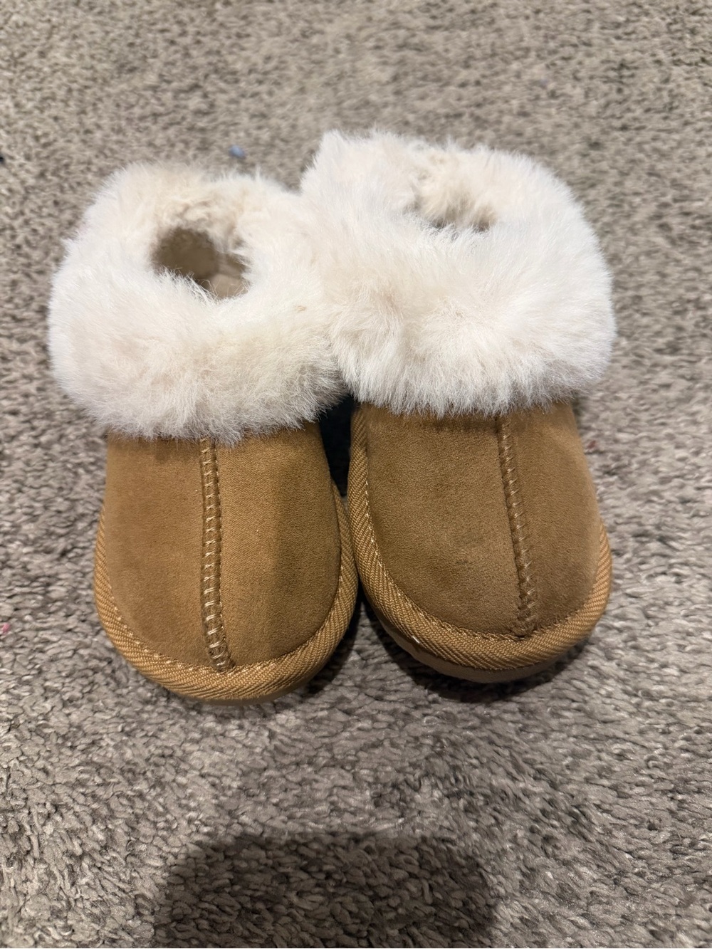 Toddler Faux-Suede Shearling Lined Slippers - Chestnut